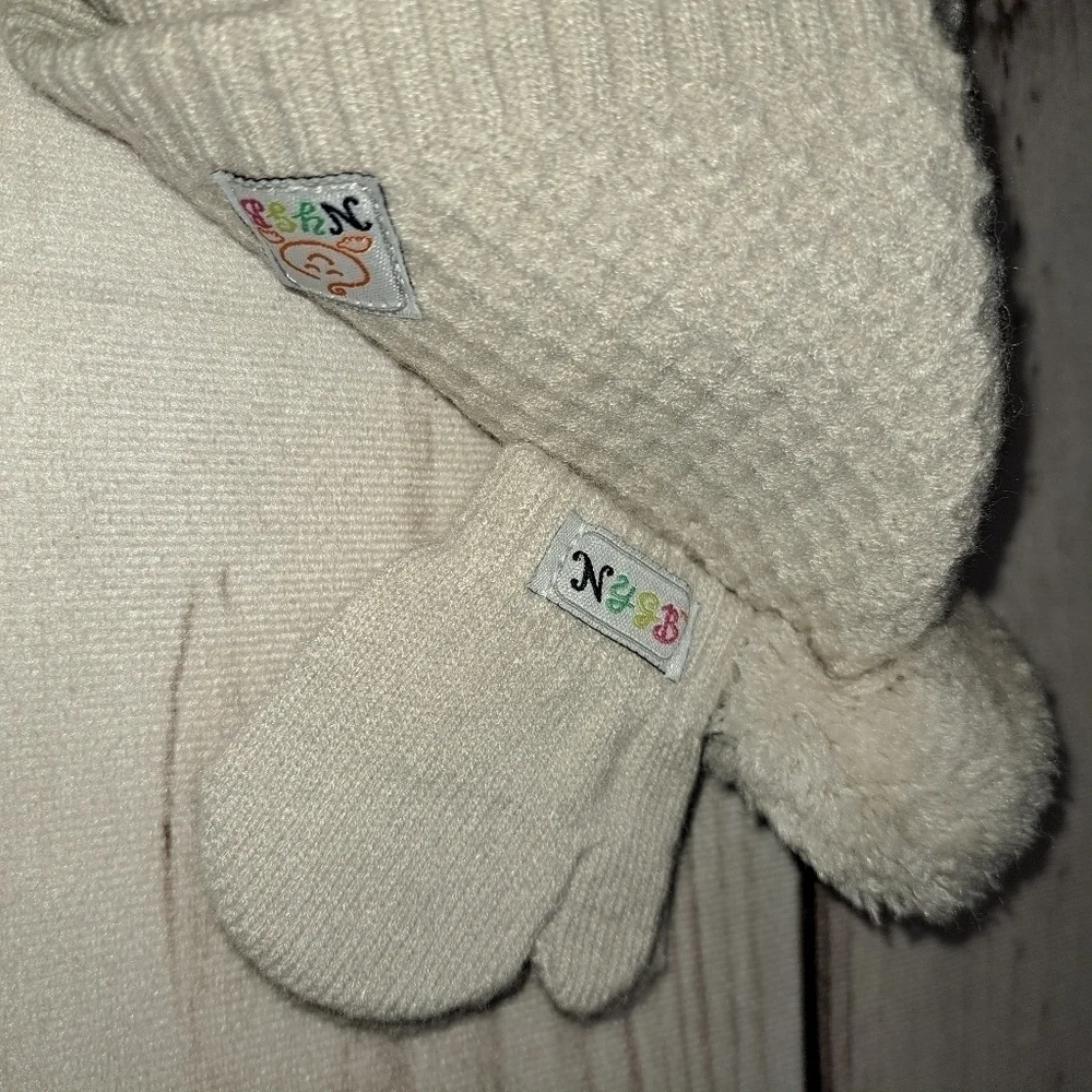 Not Your Grandma's Blanket Knit Baby Beanie with Mitts 0-6 Months
